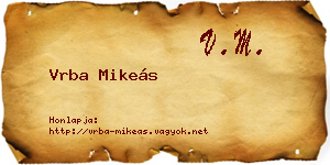 Vrba Mikeás névjegykártya